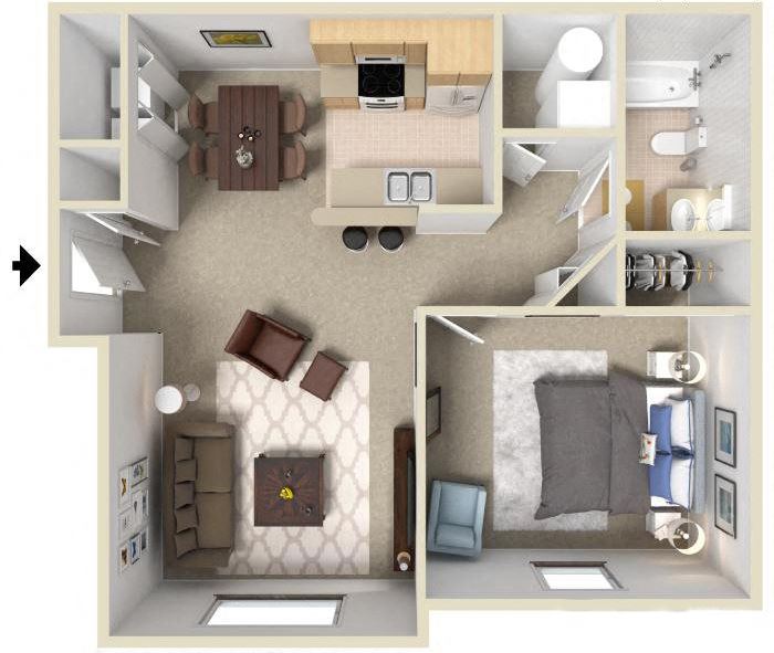 One Bedroom, One Bathroom